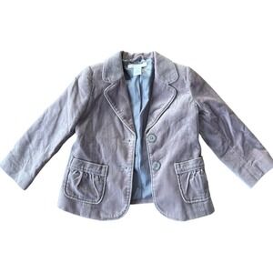 Janie and Jack Girls Lavender Velvet Blazer Jacket Ruffle Pockets 12-24 Months